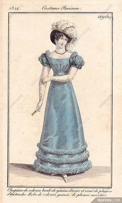 Le Journal des Dames et des Modes 1821 Costume Parisien N°1961