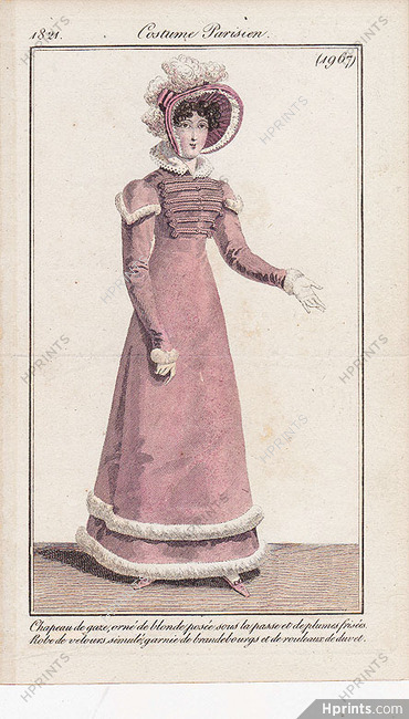 Le Journal des Dames et des Modes 1821 Costume Parisien N°1967