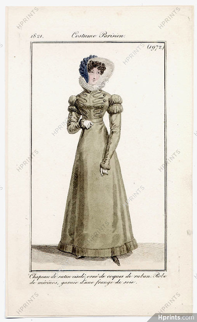 Le Journal des Dames et des Modes 1821 Costume Parisien N°1972
