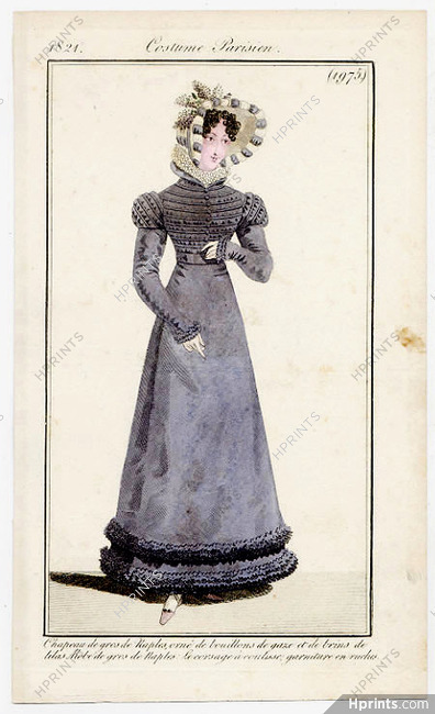 Le Journal des Dames et des Modes 1821 Costume Parisien N°1975