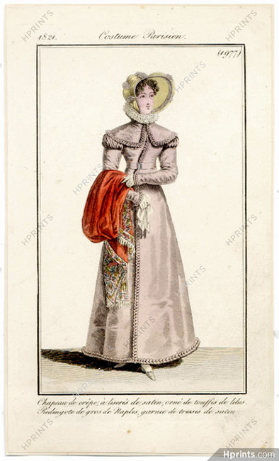 Le Journal des Dames et des Modes 1821 Costume Parisien N°1977