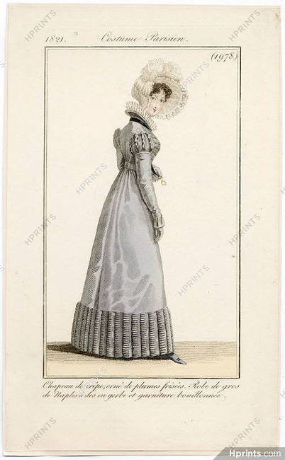 Le Journal des Dames et des Modes 1821 Costume Parisien N°1978