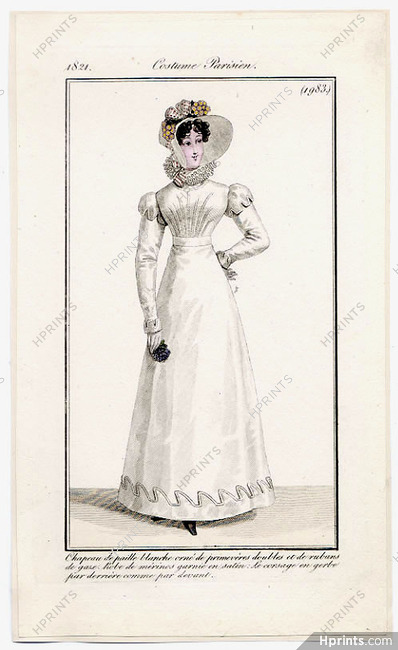 Le Journal des Dames et des Modes 1821 Costume Parisien N°1983