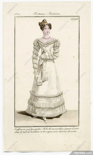 Le Journal des Dames et des Modes 1821 Costume Parisien N°1991