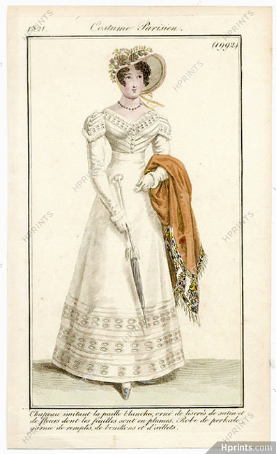Le Journal des Dames et des Modes 1821 Costume Parisien N°1992