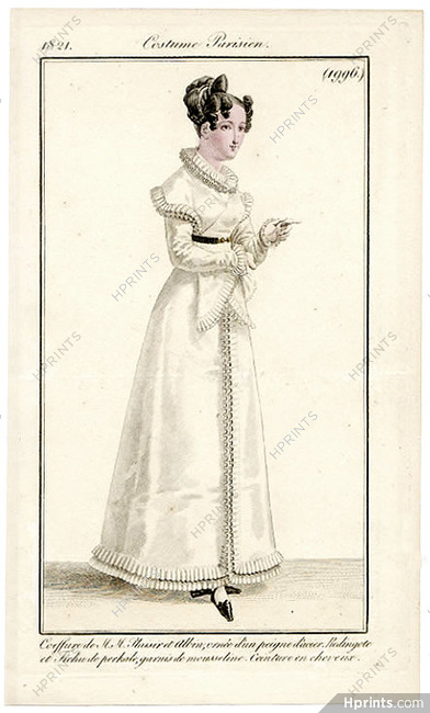 Le Journal des Dames et des Modes 1821 Costume Parisien N°1996