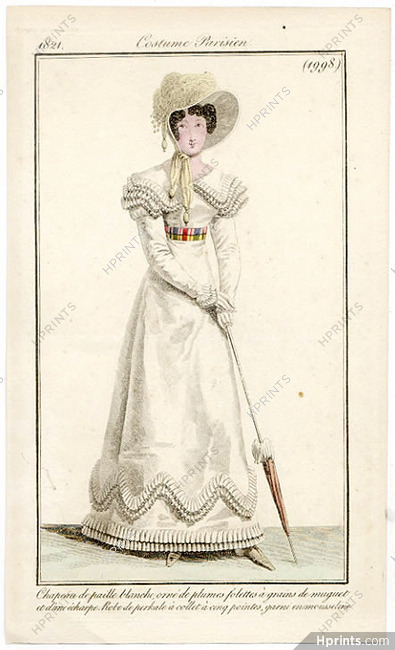 Le Journal des Dames et des Modes 1821 Costume Parisien N°1998