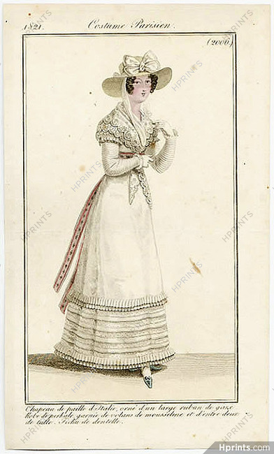 Le Journal des Dames et des Modes 1821 Costume Parisien N°2006