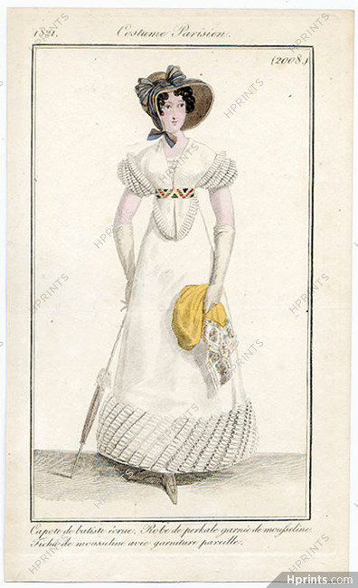 Le Journal des Dames et des Modes 1821 Costume Parisien N°2008