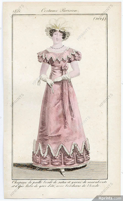Le Journal des Dames et des Modes 1821 Costume Parisien N°2014