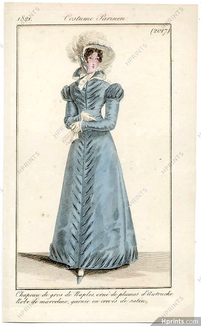 Le Journal des Dames et des Modes 1821 Costume Parisien N°2017