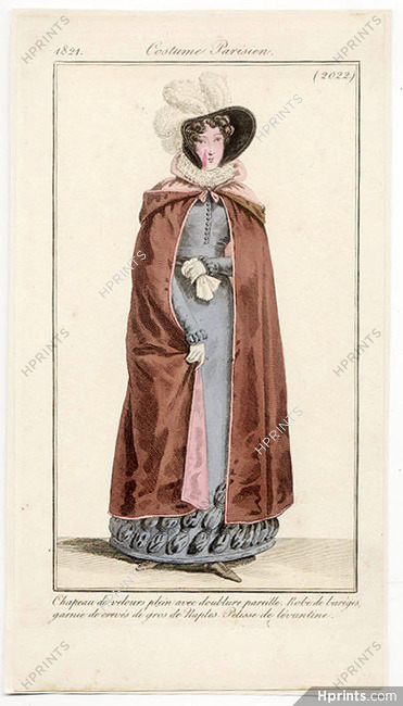 Le Journal des Dames et des Modes 1821 Costume Parisien N°2022