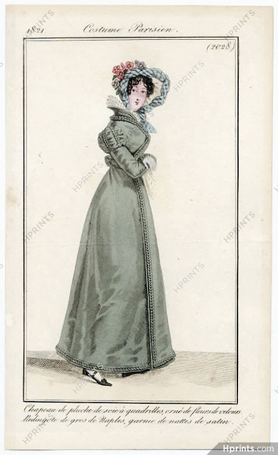 Le Journal des Dames et des Modes 1821 Costume Parisien N°2028