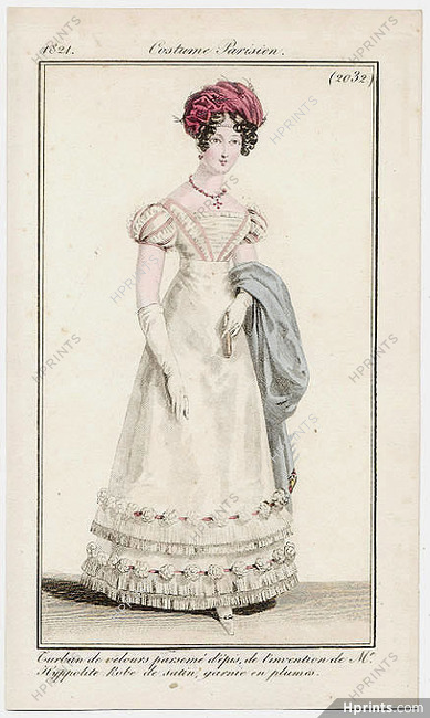 Le Journal des Dames et des Modes 1821 Costume Parisien N°2032