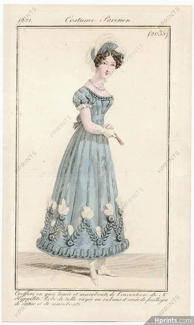 Le Journal des Dames et des Modes 1821 Costume Parisien N°2035