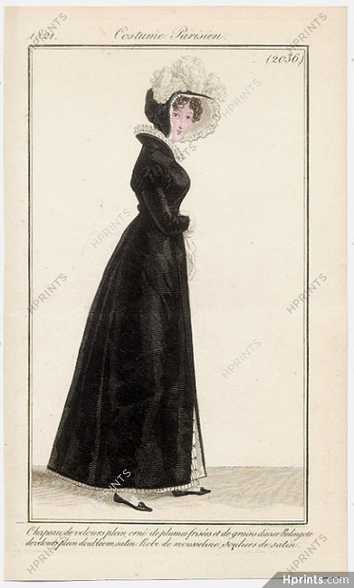 Le Journal des Dames et des Modes 1821 Costume Parisien N°2036