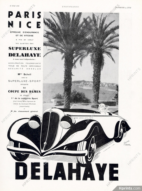 Delahaye 1935 Mme Schell, Paris-Nice, René Ravo