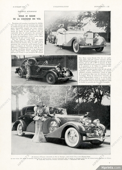 Elégance automobile 1936 Trois Grands Prix à Hispano Suiza