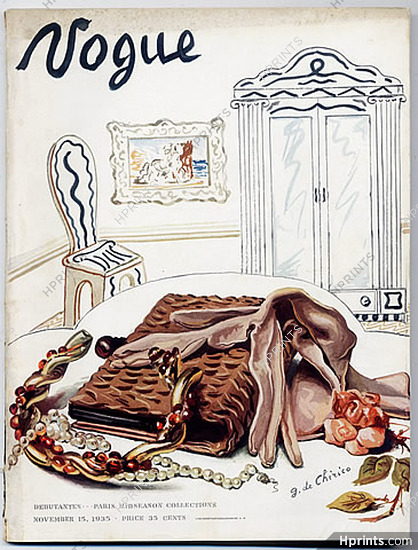 Vogue USA 1935 November 15th, Giorgio de Chirico, Chanel, Ruth Grafstrom, Jay Thorpe, Eric, René Bouët-Willaumez, Cecil Beaton, 116 pages
