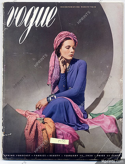 Vogue USA 1938 February 15st, Horst, Lilly Daché, Louise De Vilmorin, Christian Bérard, Miguel Covarrubias, Simeon Braguin, Jewels, 146 pages