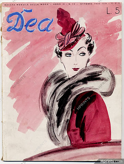 Dea 1936 October, Rivista Italiana di Moda, Italian Fashion magazine, Brunetta