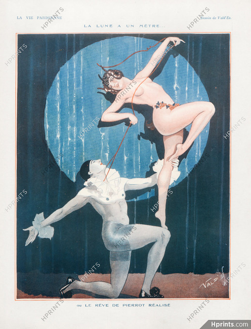 Vald'Es 1925 Acrobats Music-Hall, Pierrot And Columbine, Nude