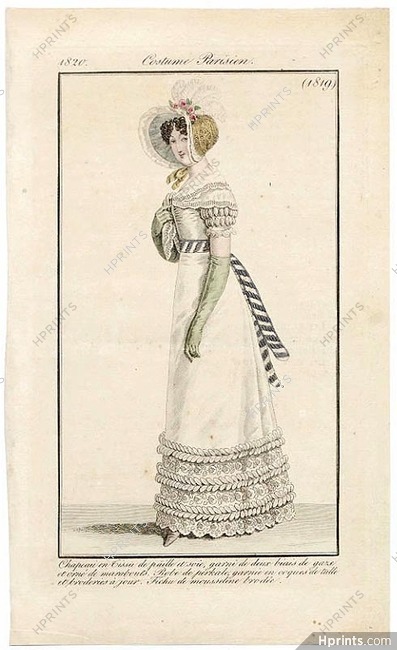 Le Journal des Dames et des Modes 1820 Costume Parisien N°1819