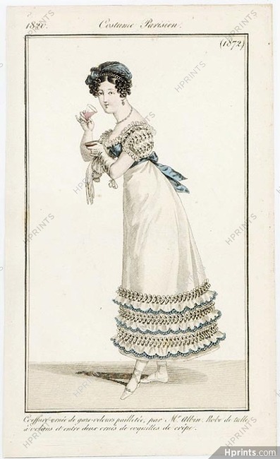 Le Journal des Dames et des Modes 1820 Costume Parisien N°1872