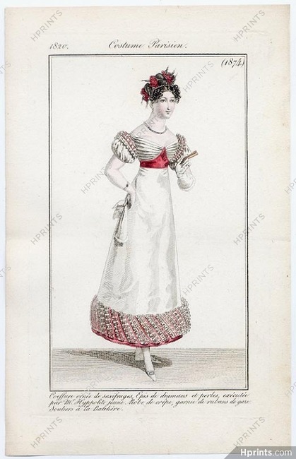 Le Journal des Dames et des Modes 1820 Costume Parisien N°1874