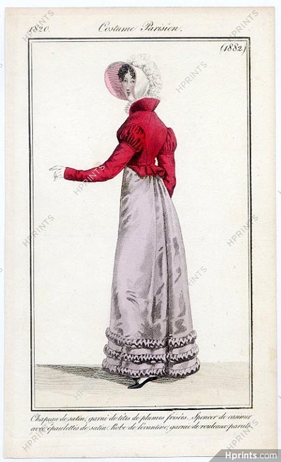 Le Journal des Dames et des Modes 1820 Costume Parisien N°1882