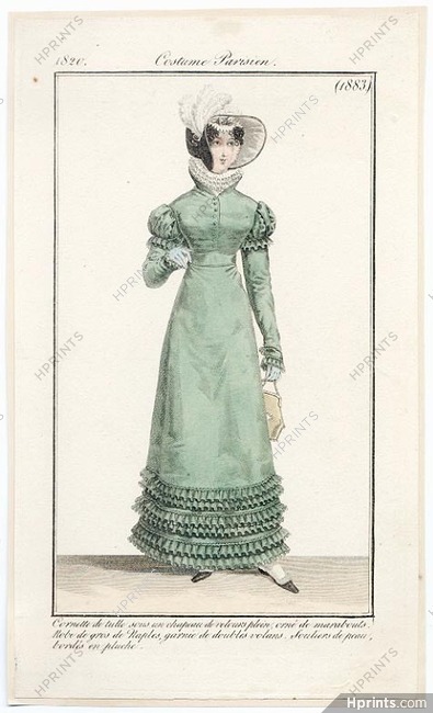 Le Journal des Dames et des Modes 1820 Costume Parisien N°1883