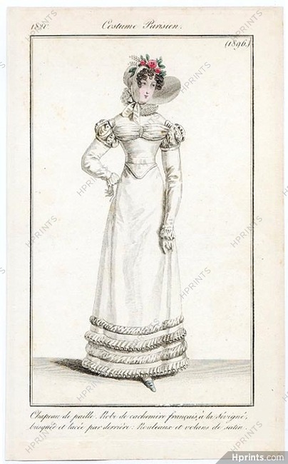 Le Journal des Dames et des Modes 1820 Costume Parisien N°1896