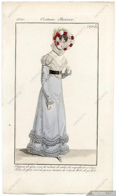 Le Journal des Dames et des Modes 1820 Costume Parisien N°1914