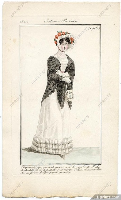 Le Journal des Dames et des Modes 1820 Costume Parisien N°1916