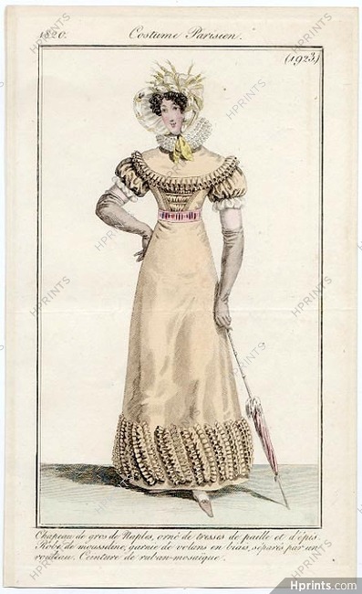 Le Journal des Dames et des Modes 1820 Costume Parisien N°1923