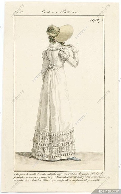 Le Journal des Dames et des Modes 1820 Costume Parisien N°1927