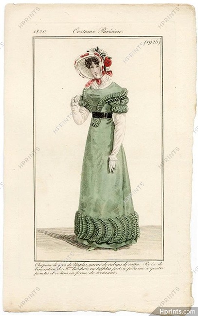 Le Journal des Dames et des Modes 1820 Costume Parisien N°1928
