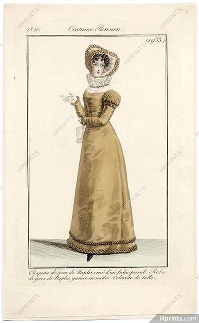 Le Journal des Dames et des Modes 1820 Costume Parisien N°1933