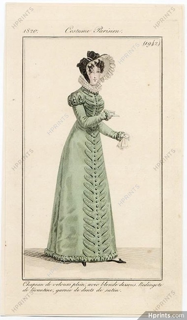 Le Journal des Dames et des Modes 1820 Costume Parisien N°1942