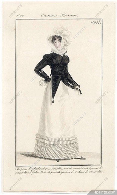 Le Journal des Dames et des Modes 1820 Costume Parisien N°1944