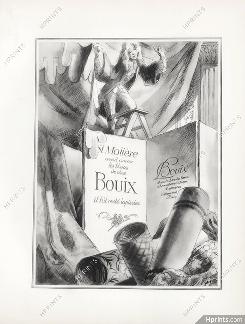 Bouix (Fabric) 1928 Molière Portrait, Lithograph PAN P.Poiret, Libis