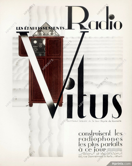 Radio Vitus 1928 Libis, Original lithograph from "PAN