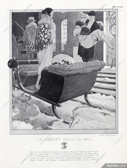 René Vincent 1920 Chamonix "Le départ pour le bal"