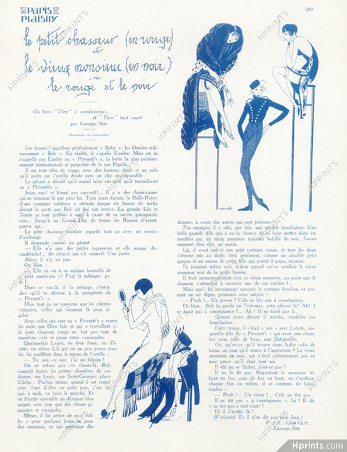 Le petit chasseur et le vieux monsieur, 1925 - Laboccetta Groom, "Pirouett's" Pigalle Cabaret, Text by Georges Sim