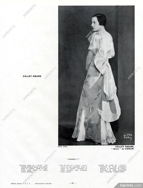 Callot Soeurs (Couture) 1934 Evening Gown, Fred Carlin