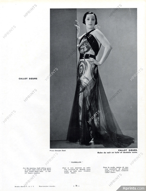 Callot Soeurs 1934 Georges Saad, Evening Gown, Fashion Photography