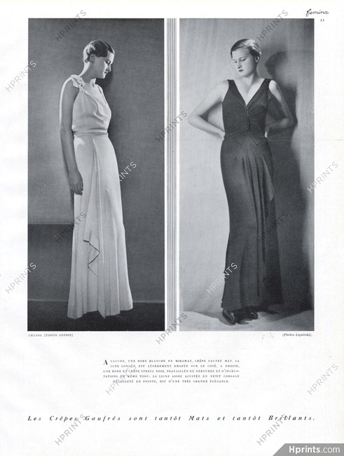 Chanel 1932 Black and White Evening Gown, Anfrie (Fabric), Photo
