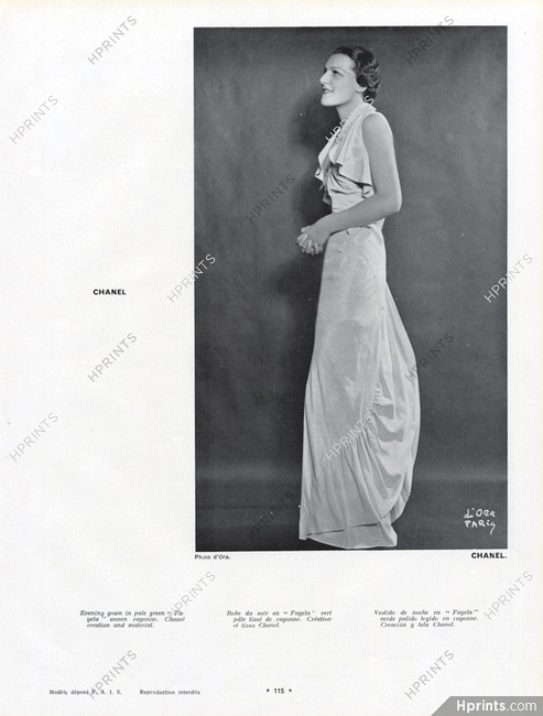 Chanel (Couture) 1934 Chanel (Fabric) Evening Gown — Clipping