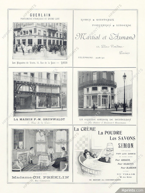 Grunwaldt, Guerlain, Crème Simon, Préklin 1902 Shop Window