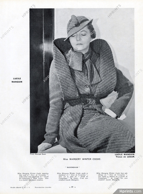Lucile Manguin 1934 Miss Margery Winter Cooke, Georges Saad